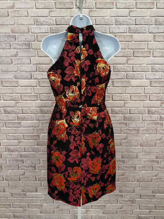 Boston Proper Dress, black/red floral, 4, New With Tags