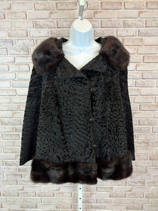 Various Persian Lamb & Mink Fur Jacket, Black/brown, One Size, Used - Good