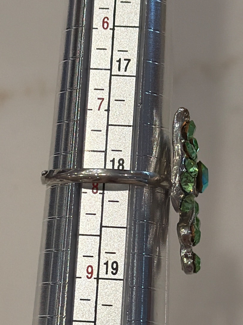 Various Ring, Silver/green, 8, Used - Good
