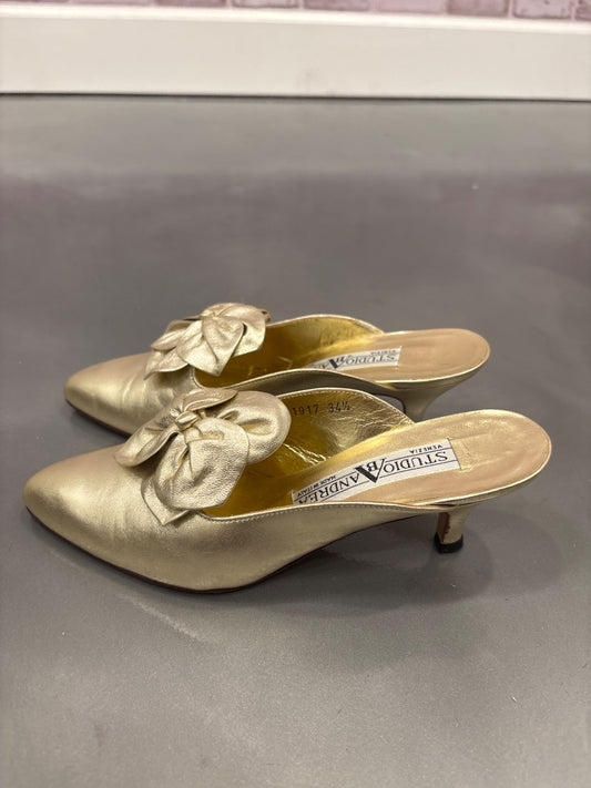 Studio Andrea Heels, Gold, 34.5, Used - Good