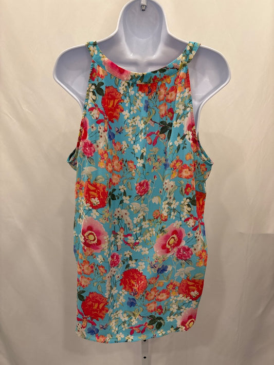 Rose & olive Shirt, Turquoise floral, XL