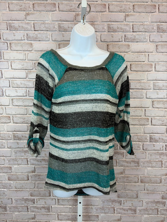 Olivia Sky Sweater, Teal/grey multi stripes, Small, Used - Excellent