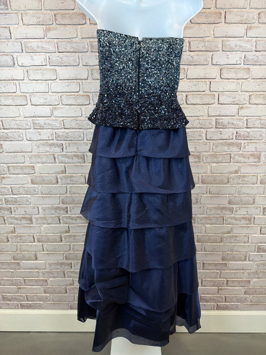 Jovani Sequin Ruffled Gown/Dress, Navy, 10, Used - Excellent