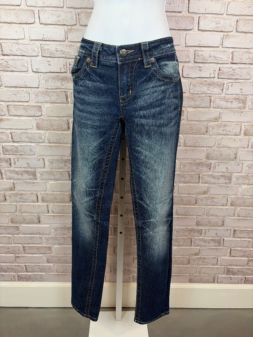 Miss Me Skinny Embroidered Cross Pocket Jeans, Denim, 29, Used - Excellent