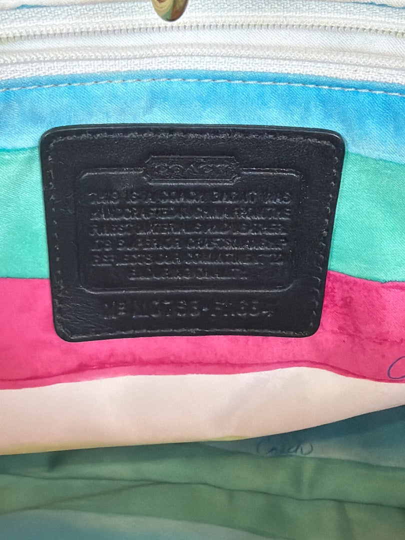 Coach Handbag, Black/straw, One Size, Used - Excellent