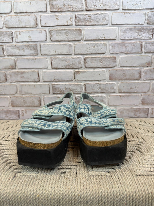 Palm Angels Platform sandals, blue multi, 38, Used - Good