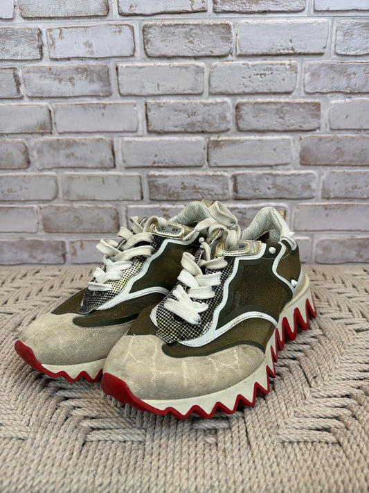 Christian Louboutin Sharkina Flat Sneakers, craie/military, 38, Used - Good