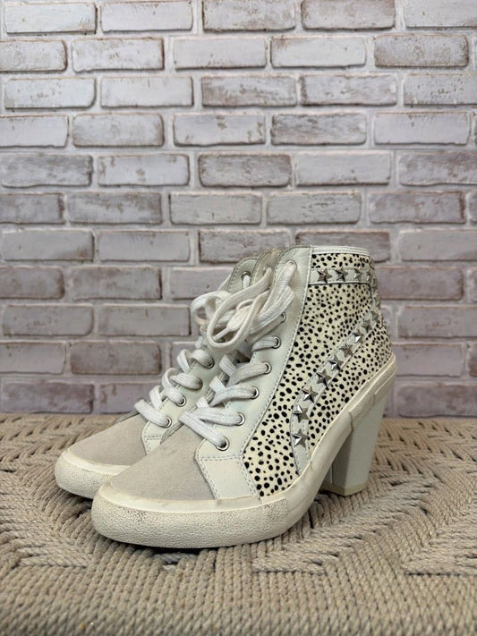 Vintage Havana Studded Ankle Boots - Cream, Size 9 - Fair Condition