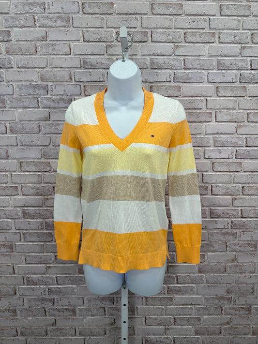 Tommy Hilfiger Shirt, orange multi stripes, XS, Used - Good
