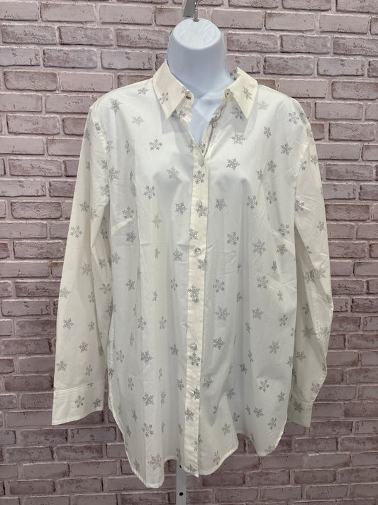 Talbots Shirt, White/silver, XL, New With Tags