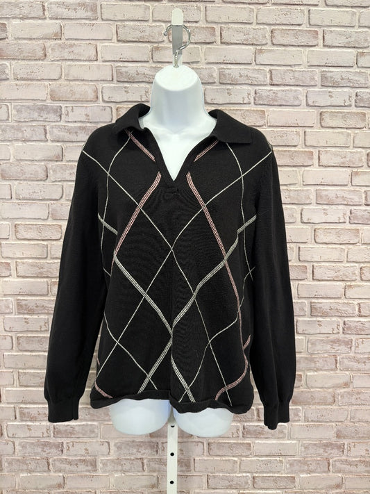 Izod Sweater, Black argyle, Large, Used - Good