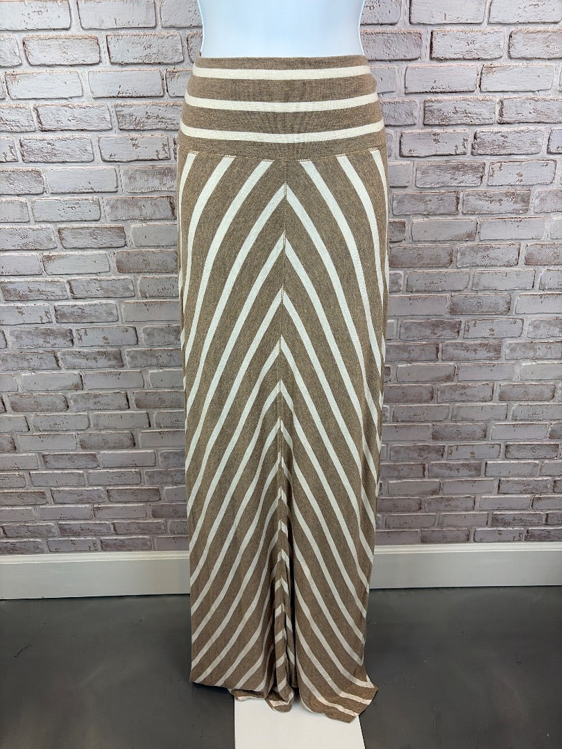 Max Studio Skirt, Beige/white stripes, Large, Used - Good