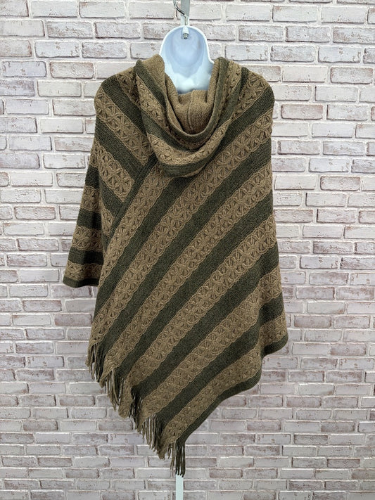 White Mark Poncho, brown stripes, One Size, New With Tags