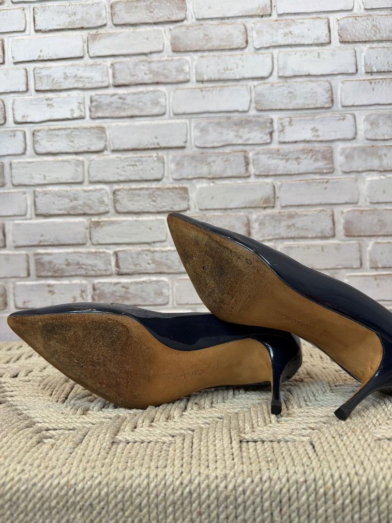 Manolo Blahnik Patent Leather Heels, Navy, 38, Used - Fair
