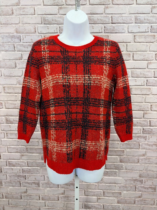 Ann Taylor Sweater, Red plaid, Small, Used - Good