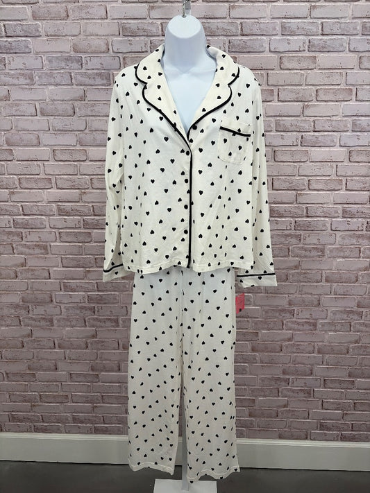 Kate Spade Matching Sleep Set, White/black hearts, Large, New With Tags