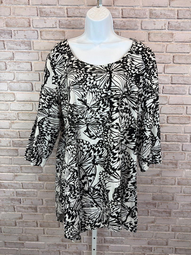 Jones New York Shirt, black/white, XL, Used - Good