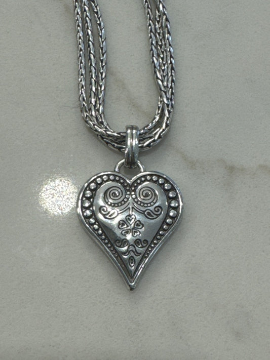 Brighton Heart necklace, Silver, One Size, Used - Good