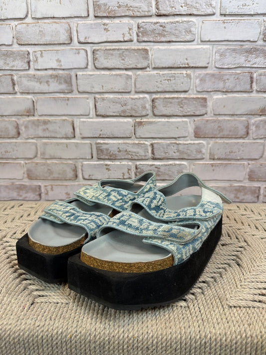 Palm Angels Platform sandals, blue multi, 38, Used - Good