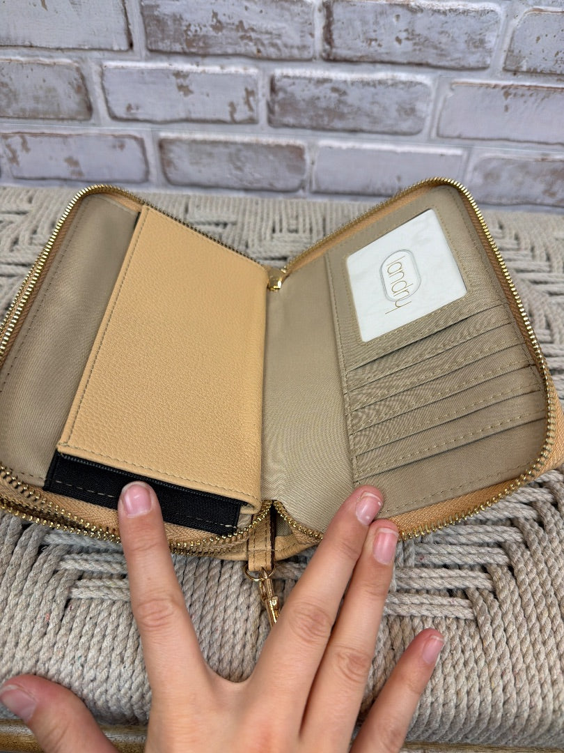 Landry Faux Leather Wallet clutch, Tan, One Size, Used - Excellent