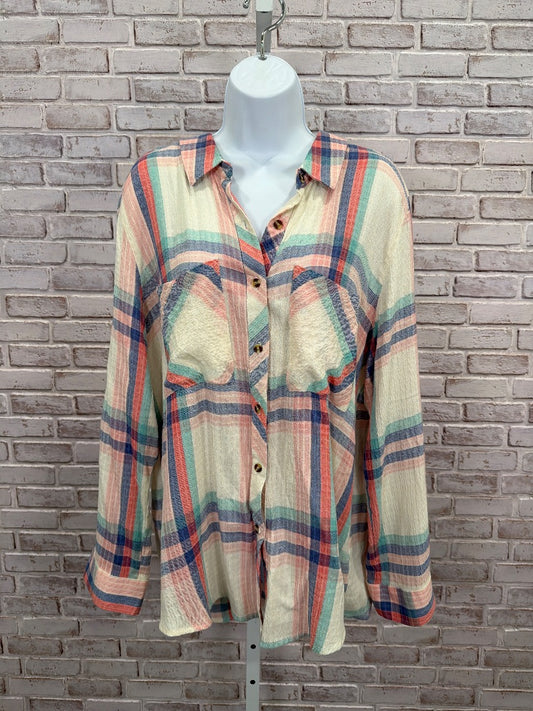 Grace & Lace Shirt, multi plaid, Large, Used - Good
