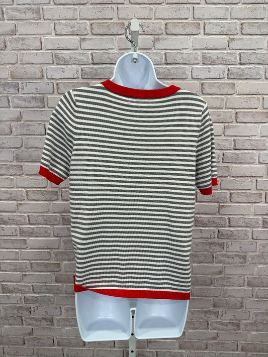 Dokotoo Tee shirt, grey/white stripes, Small, Used - Good