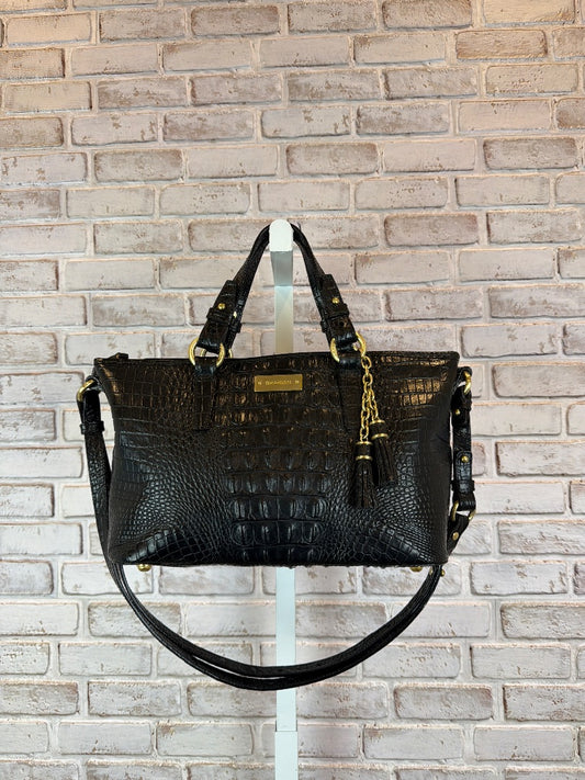 Brahmin Asher Satchel Croc-embossed Cow Leather Handbag, Black, One Size, Used - Excellent