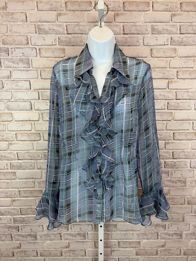 Cabi Shirt, Blue plaid, Medium, Used - Good