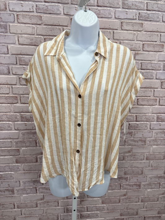 Sonoma Shirt, Beige/white stripes, Small, New With Tags