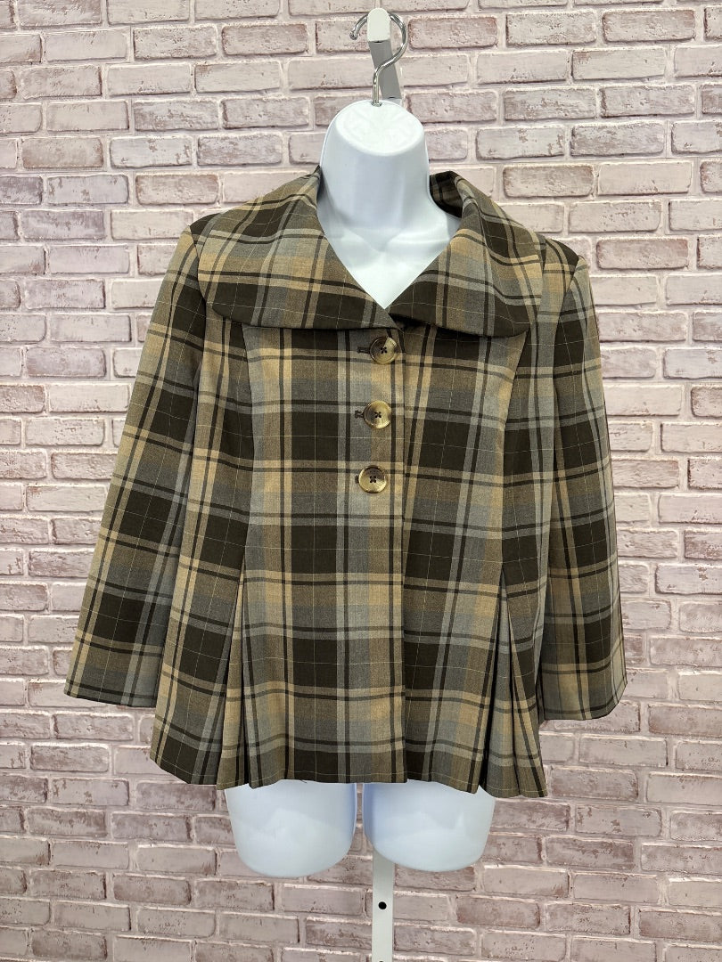 Isaac Mizrahi Jacket, Brown plaid, 14, Used - Good