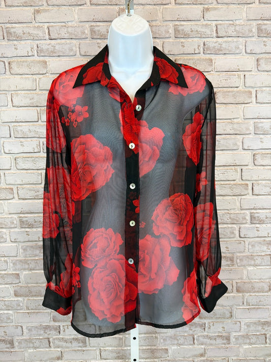 Impressions Blouse, Black/red, Small, Used - Excellent