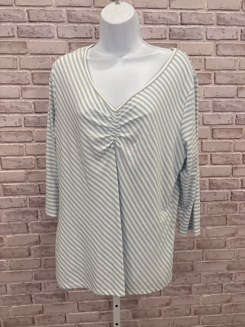 Charming Charlies Shirt, Blue/white stripes, XL, Used - Good