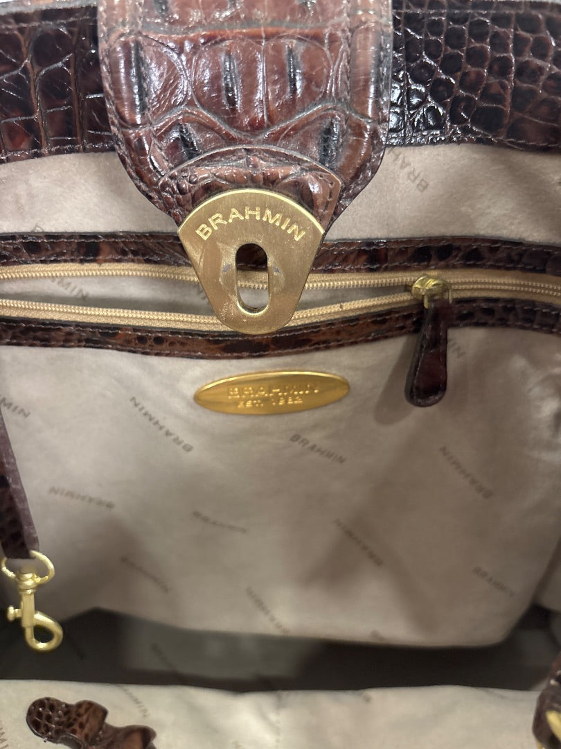 Brahmin Handbag, Grey/brown, One Size, Used - Excellent