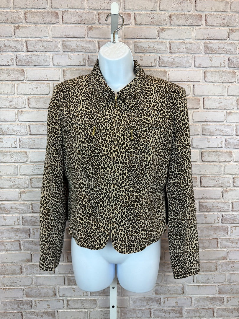 Petite Sophisticate Silk Jacket, Leopard, Small, Used - Excellent