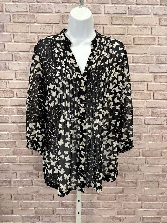 Charter club Shirt, Black/white, Medium, Used - Good