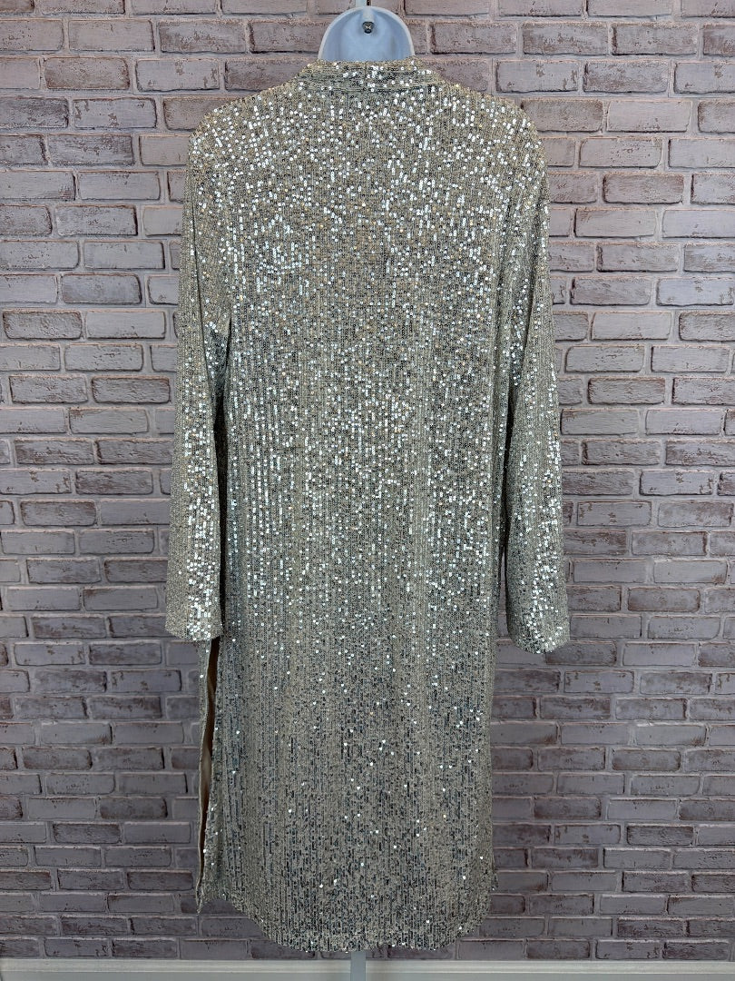 BB Dakota Sequin Duster, Silver, XS, Used - Excellent