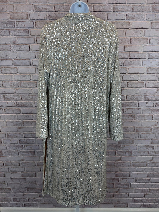 BB Dakota Sequin Duster, Silver, XS, Used - Excellent