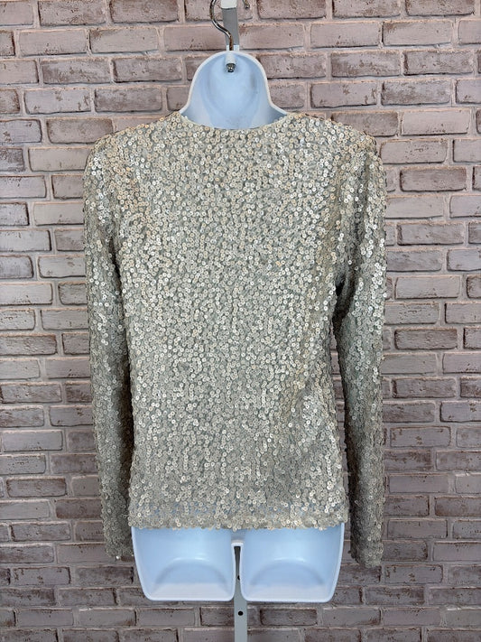 Allison Joy Sequin Shirt, Silver/champagne, XS, Used - Excellent