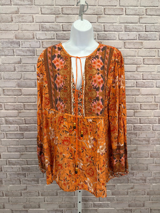 Grace & Lace Shirt, Orange multi, XL, New With Tags