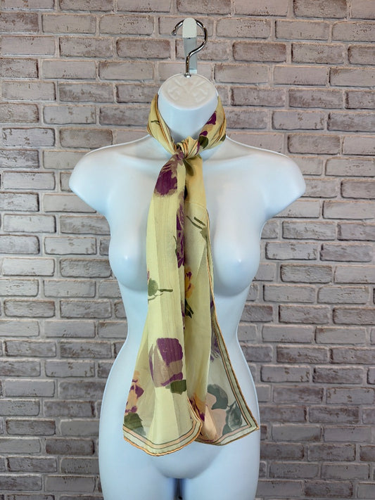 Elaine Gold Silk Scarf, cream multi, One Size, Used - Excellent