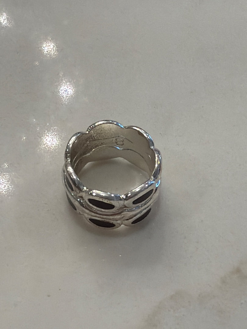 Various Ring, Silver/black, 8, Used - Good