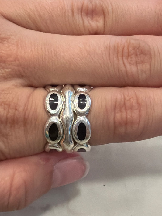 Various Ring, Silver/black, 8, Used - Good