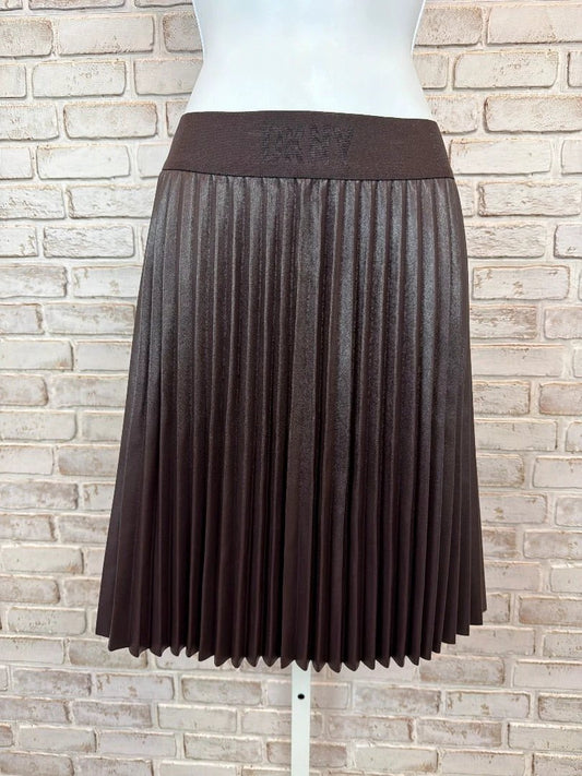 DKNY Bottom - Skirt – DKNY Pleated Faux Leather Skirt, Purple, Large, New With Tags