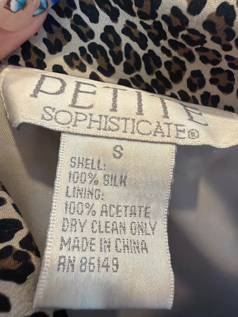 Petite Sophisticate Silk Jacket, Leopard, Small, Used - Excellent