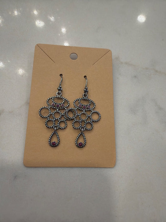 Pandora Earrings, silver/purple, One Size, Used - Good