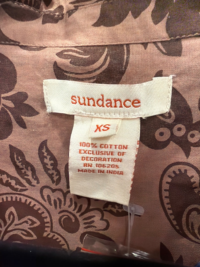 Sundance Embroidered Blouse, Brown/blue, Small, Used - Excellent