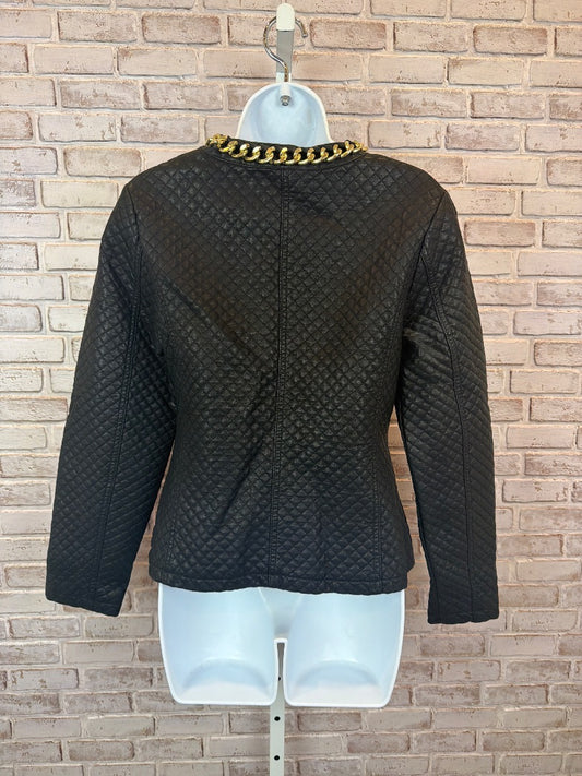 Frank Lyman Faux leather Jacket, Black/gold, Small, Used - Excellent