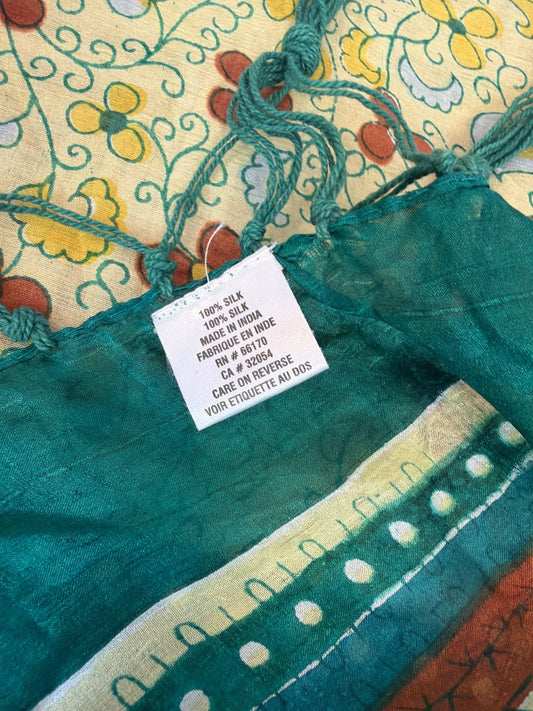 Various Silk Scarf, Green/yellow, One Size, Used - Good