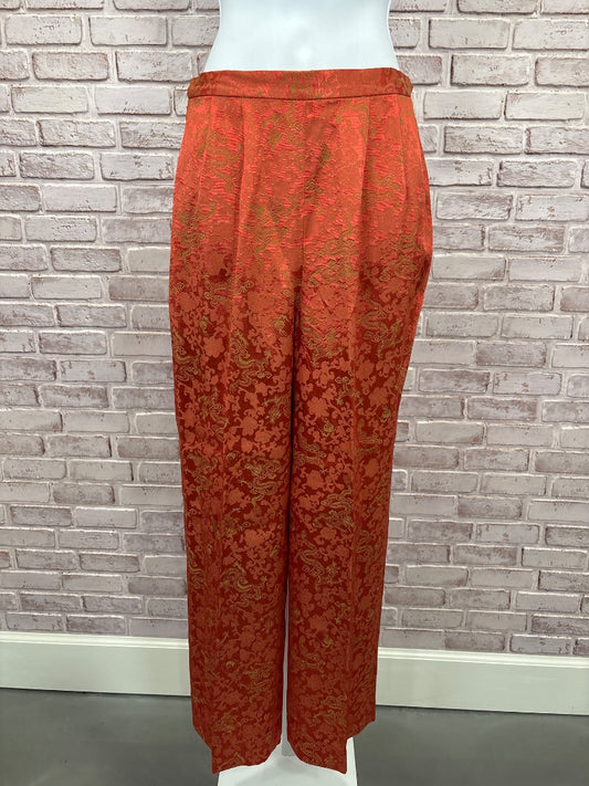 Various Silk Pants, Orange red multi, Medium, Used - Good