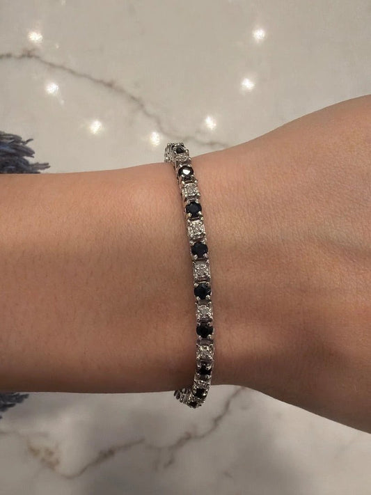 Various White Gold Tennis Bracelet – Black And White – One Size – Excellent